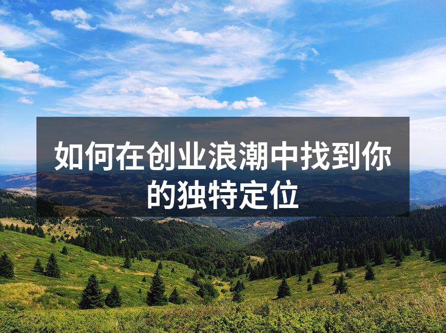 如何在创业浪潮中找到你的独特定位